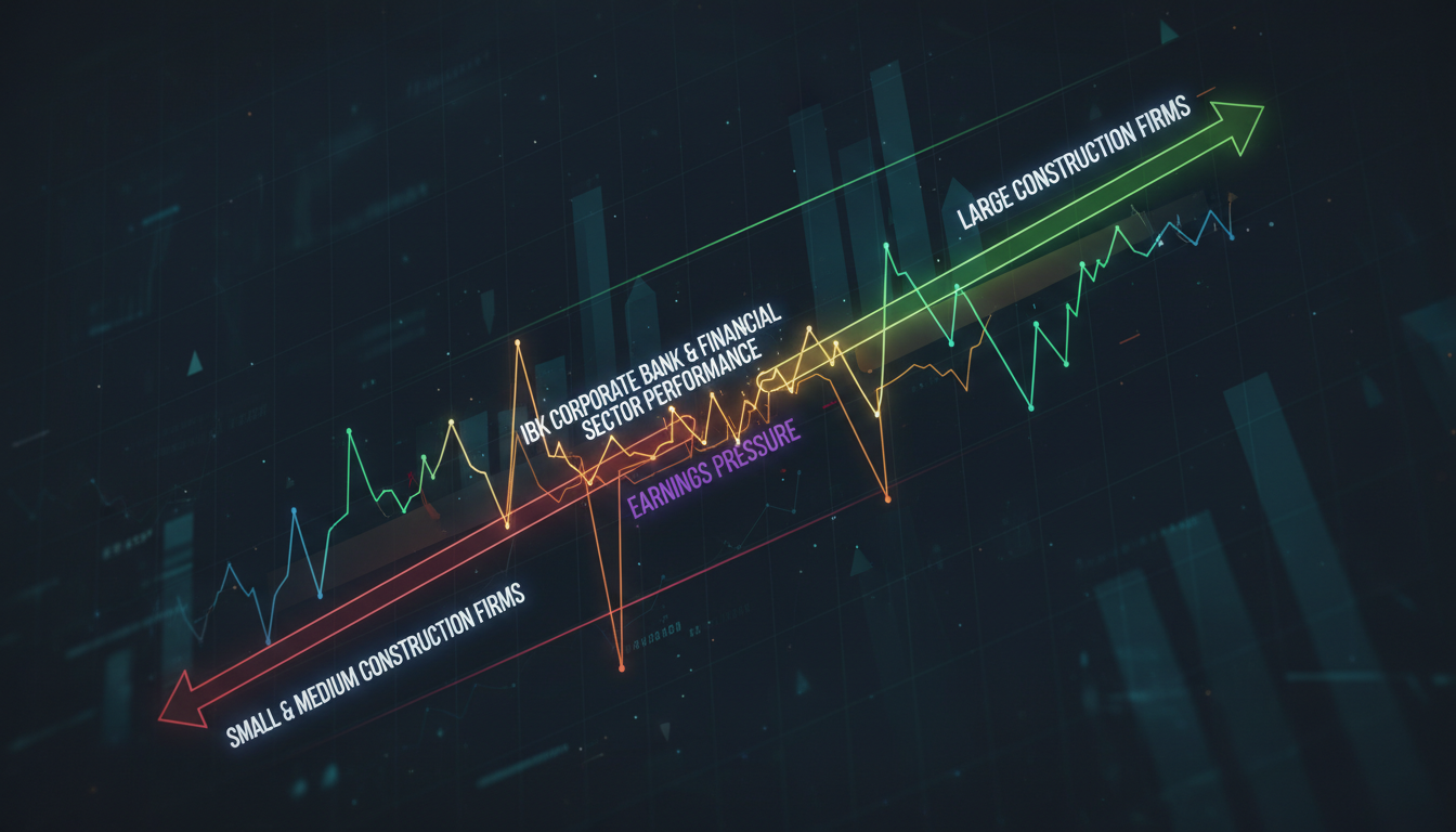 abstract financial chart showing two diverging trend lines one going up and one going down concept...