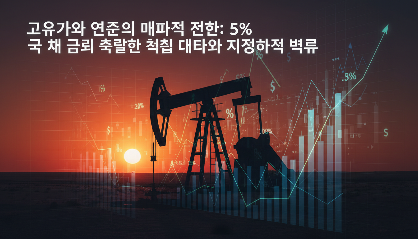 Oil pump jack silhouette against a sunset with abstract financial charts overlay