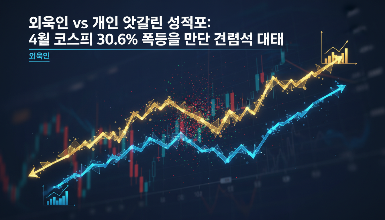 abstract financial chart showing two sharply diverging trend lines, one going up and one going down...