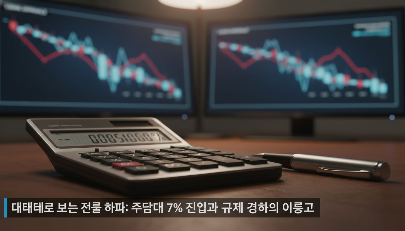macro photography of a calculator, pen, and blurred financial charts on a desk showing tightening credit or...