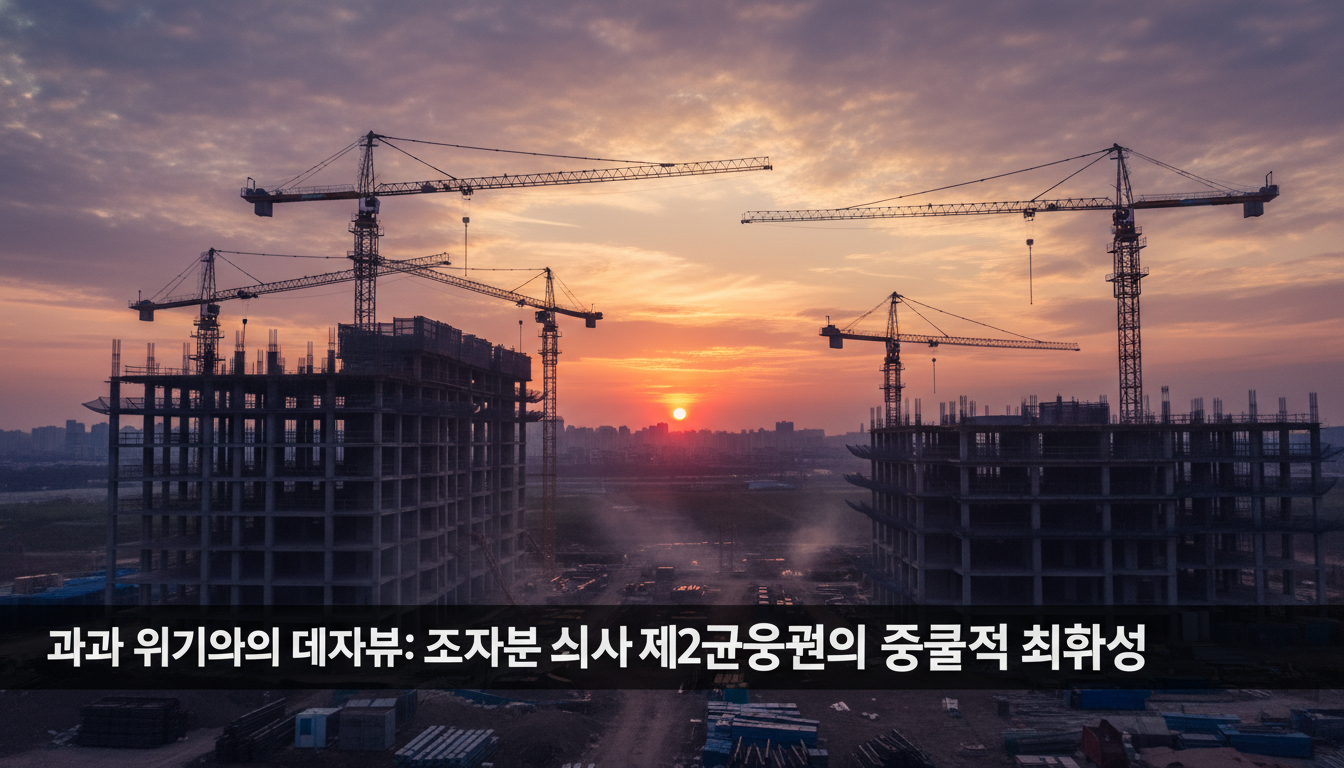 unfinished building construction site silhouette with cranes against a dramatic sunset sky...