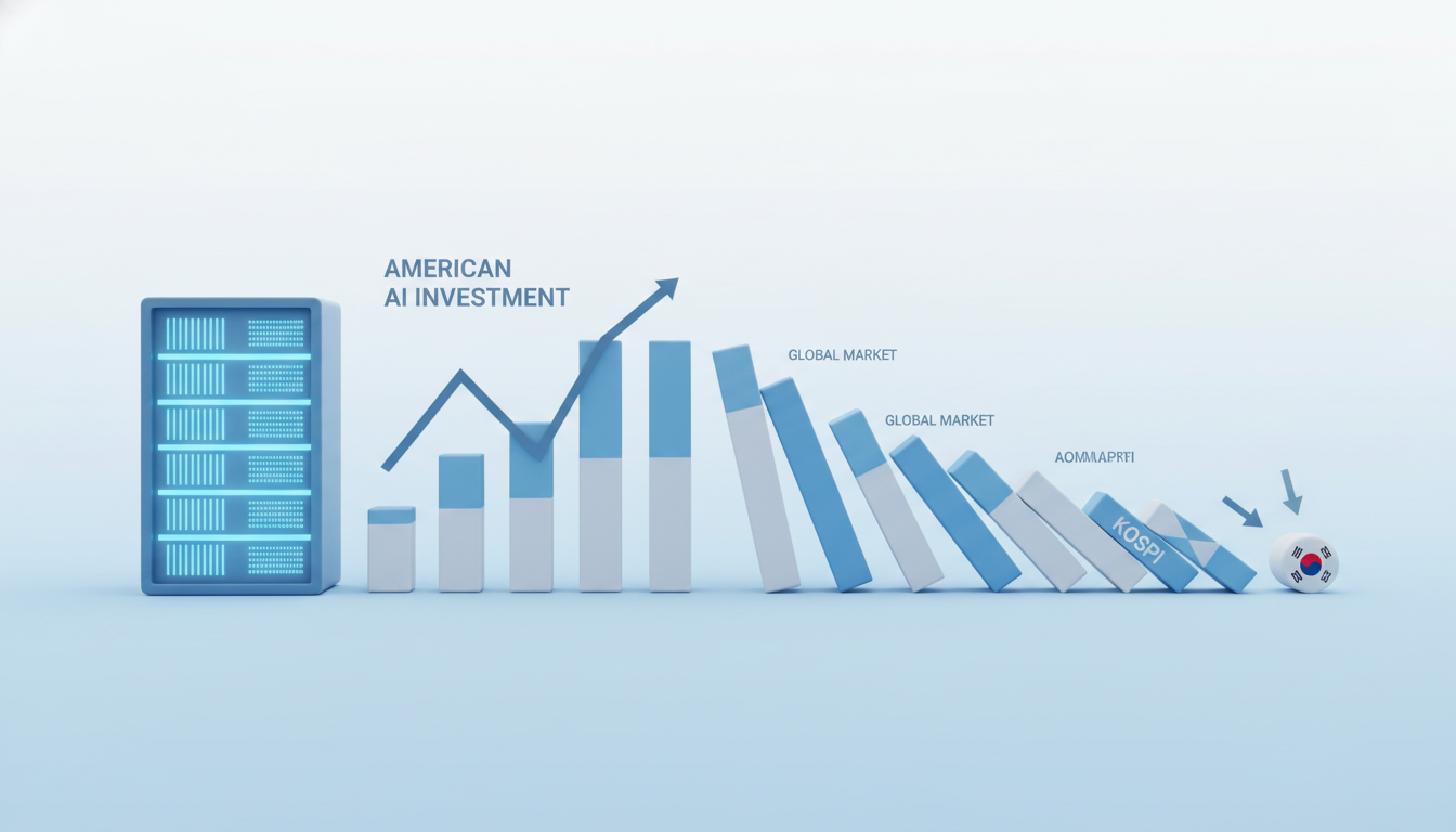 3D illustration of a domino effect with financial graphs, showing a chain