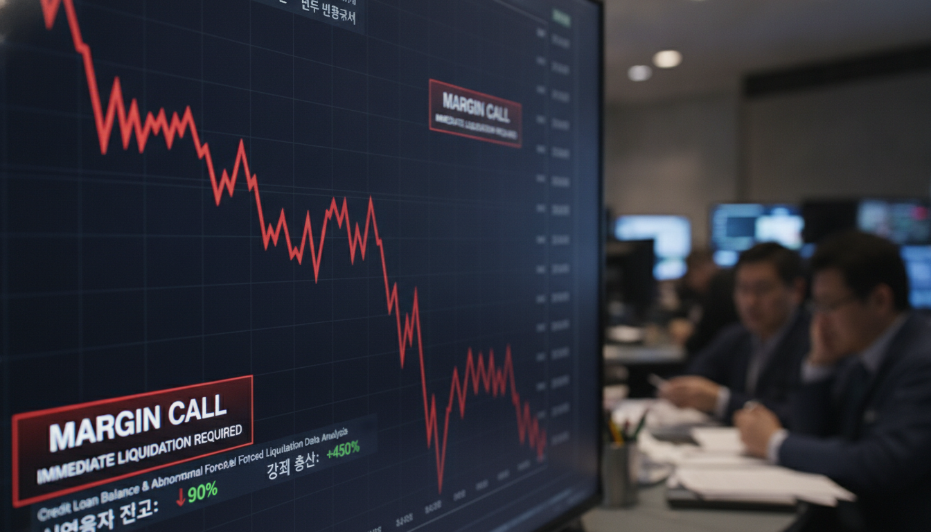 Stock market crash red chart display screen financial crisis margin call