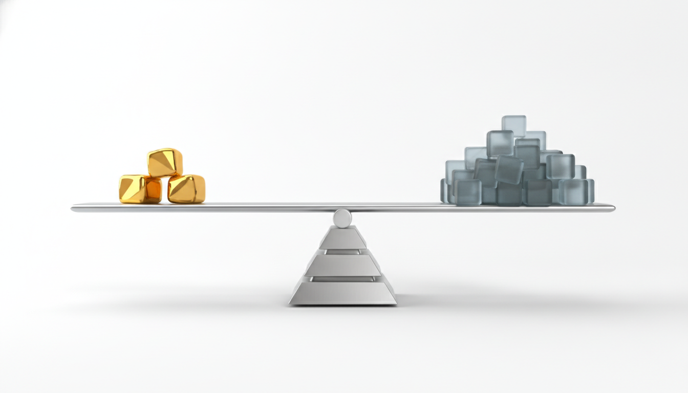 Abstract 3D illustration of a modern balance scale or contrasting geometric bar