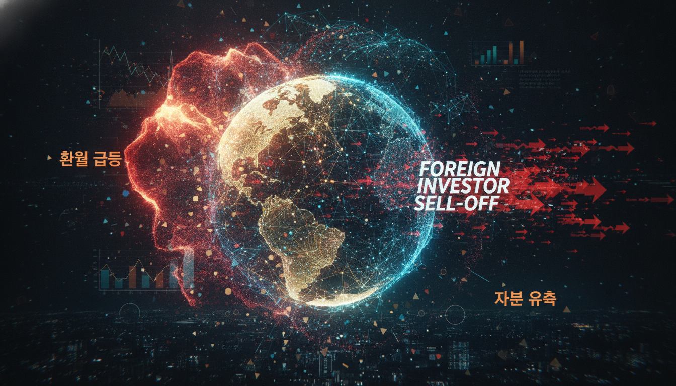 abstract digital global network connecting financial data, representing international capital flows...